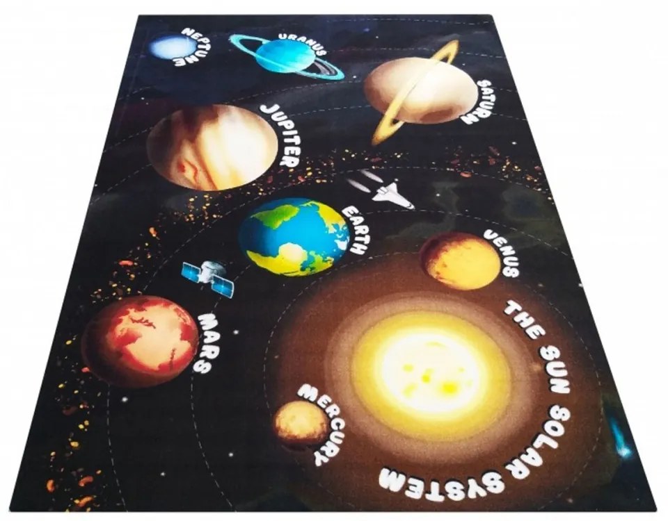 Detský kusový koberec Vo vesmíre čierny, Velikosti 133x190cm