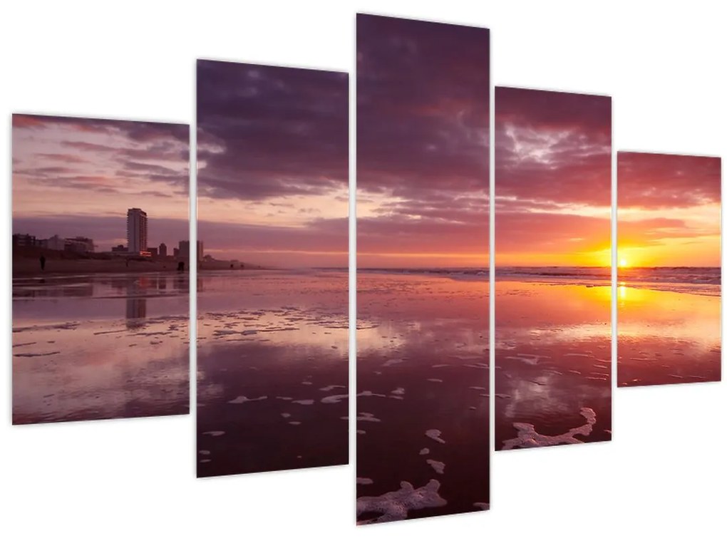 Obraz - Pláž pri západe slnka (150x105 cm)