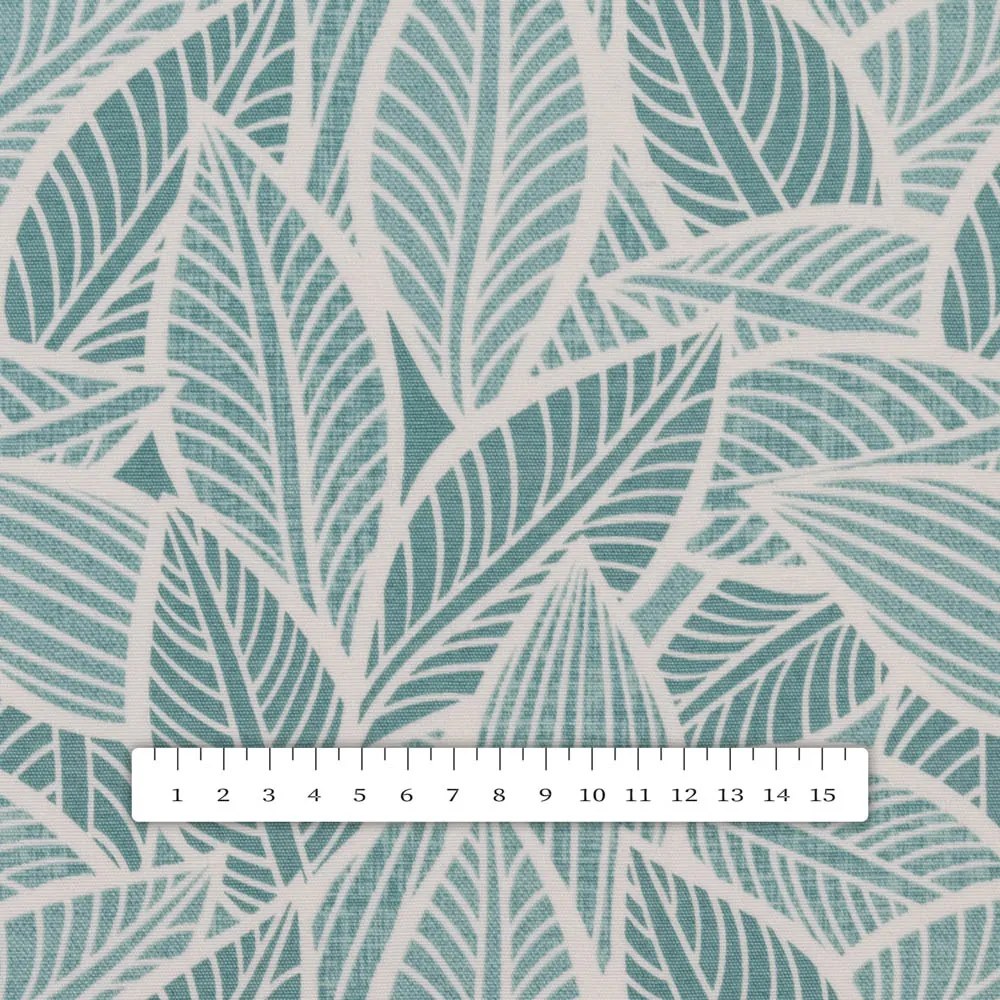 Biante Veľký dekoračný obdĺžnikový obrus Leona LN-166 Biele listy na modrozelenom 240x300 cm