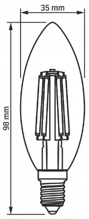 LED žiarovka AMBER filament - E14 - 6W - teplá biela