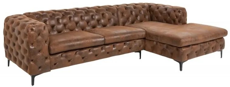 Invicta Interior - Rohová pohovka Chesterfield MODERN BAROQUE 275 cm pravá, starožitná hnedá