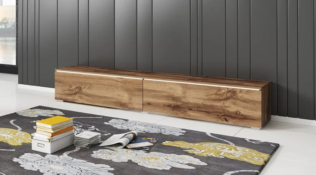 AKCIA - Závesný TV stolík Lowboard D 180 cm - dub wotan