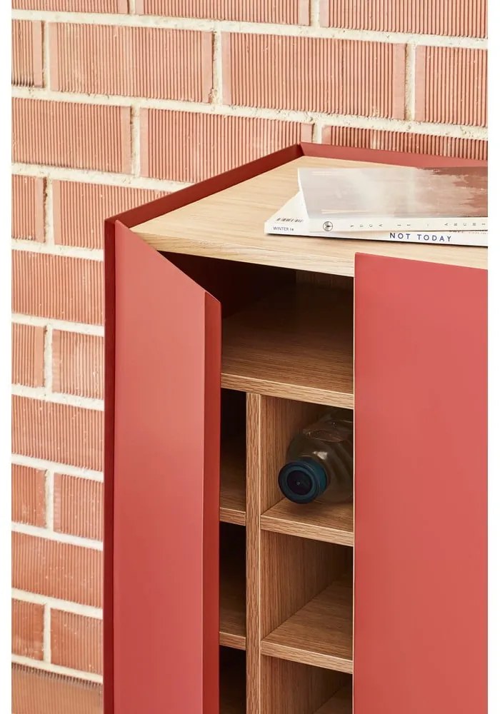 Červená vysoká komoda v dekore duba 95x120 cm Arista – Teulat