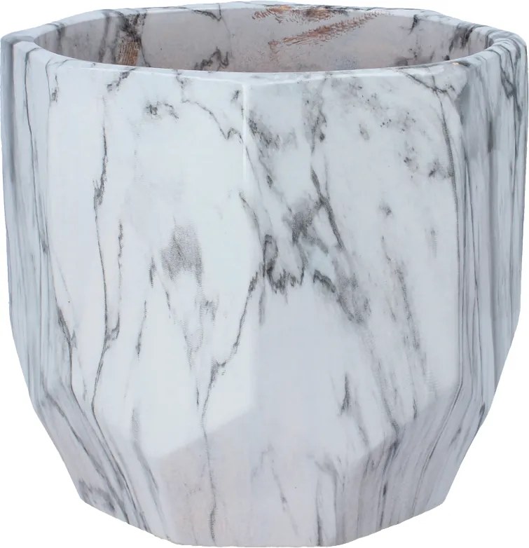 KERAMICKÝ OBAL NA KVETINOVÝ KÔŠ 18 x 18 x 17 CM S EFEKTOM MARMORU *5658
