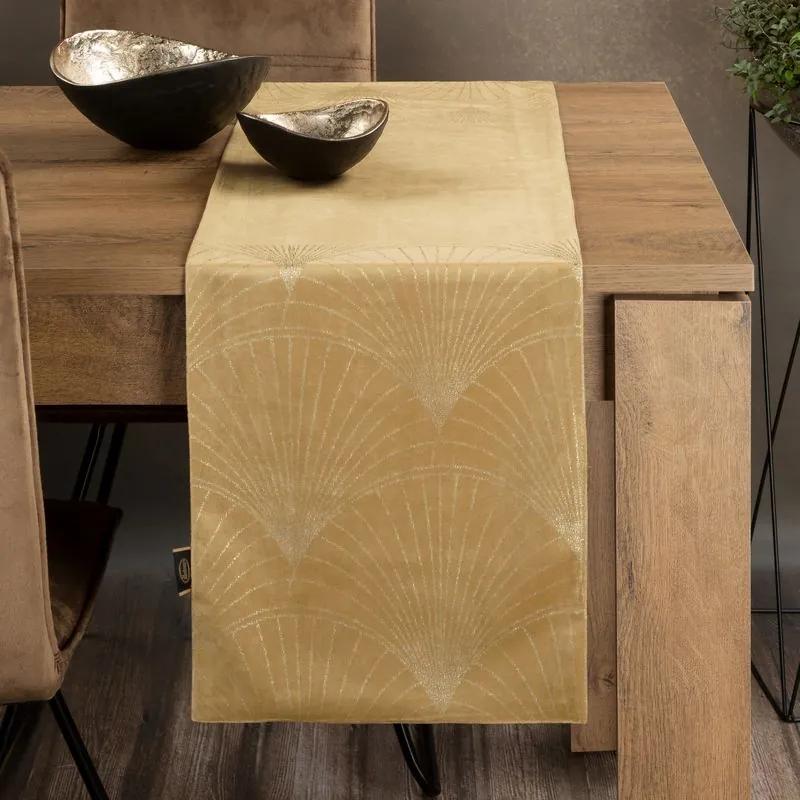 Dekorstudio Elegantný zamatový behúň na stôl BLINK 14 zlatý Rozmer behúňa (šírka x dĺžka): 35x140cm