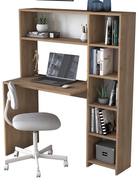 Pracovný stôl s policou RANI 113,2x141,8 cm hnedá