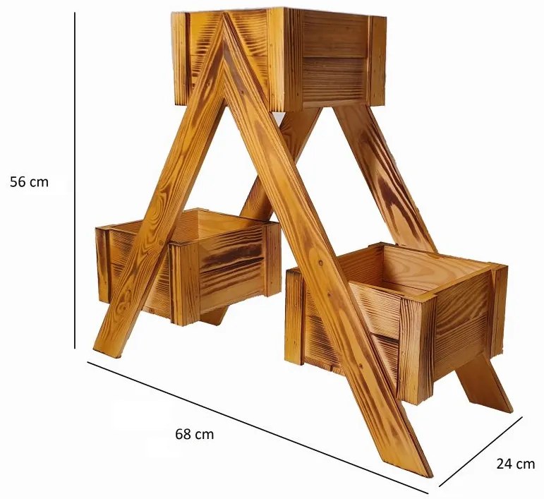 Zostava drevených kvetináčov, 68 x 56 x 24 cm