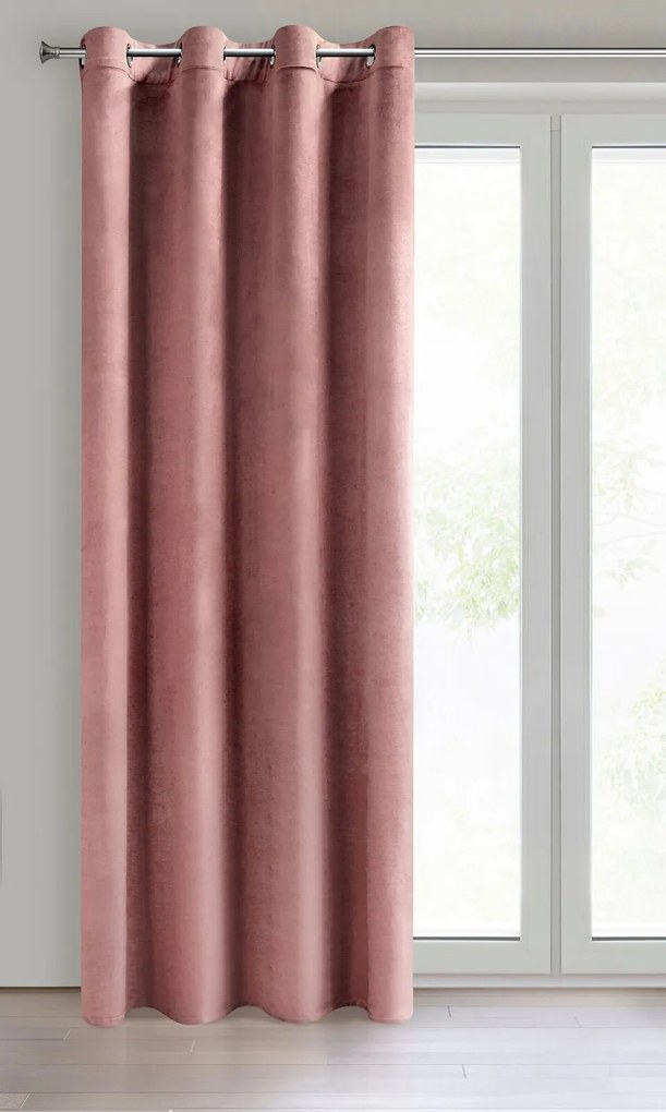 ZATEMŇOVACÍ ZÁVES NA KRÚŽKOCH ROSA 140X250 CM TMAVORUŽOVÁ