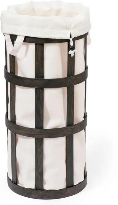 Čierny drevený kôš na bielizeň s bielym vakom Wireworks Cage