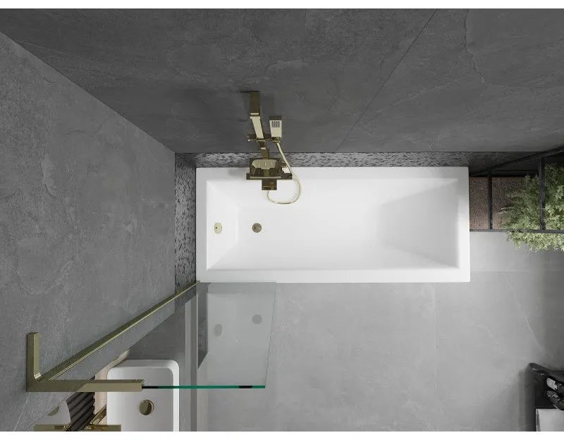 Mexen Next L, 1-krídlová vaňová zástena 50 x 150 cm, 6mm číre sklo, zlatý lesklý profil, 895-050-000-03-00-50