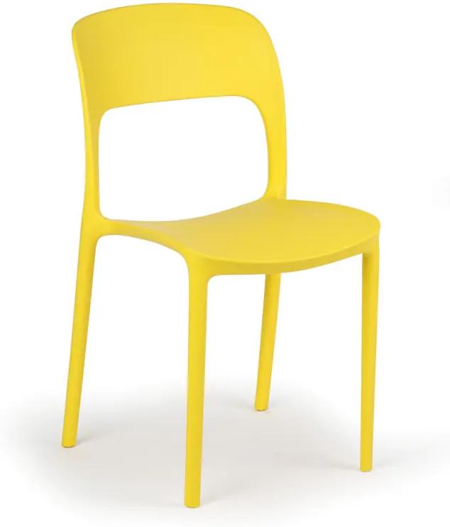 Dizajnová plastová jedálenská stolička REFRESCO, žltá