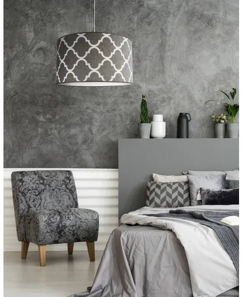 Duolla - Luster na lanku MAROKO 1xE27/40W/230V pr. 45 cm šedá/biela