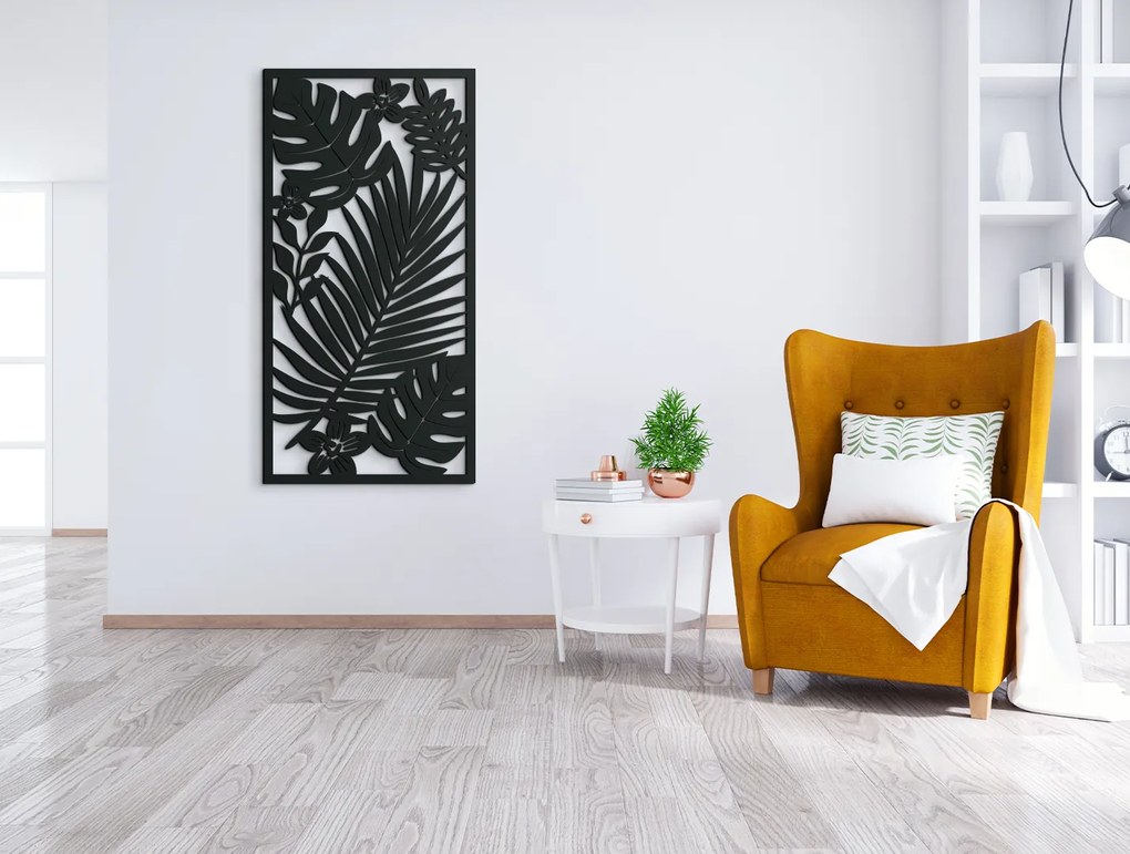 drevko Drevený obraz Listy vo vetre Rozmer obrazu: 44,5 x 22,5 cm, Farba dekorácie: Čierna