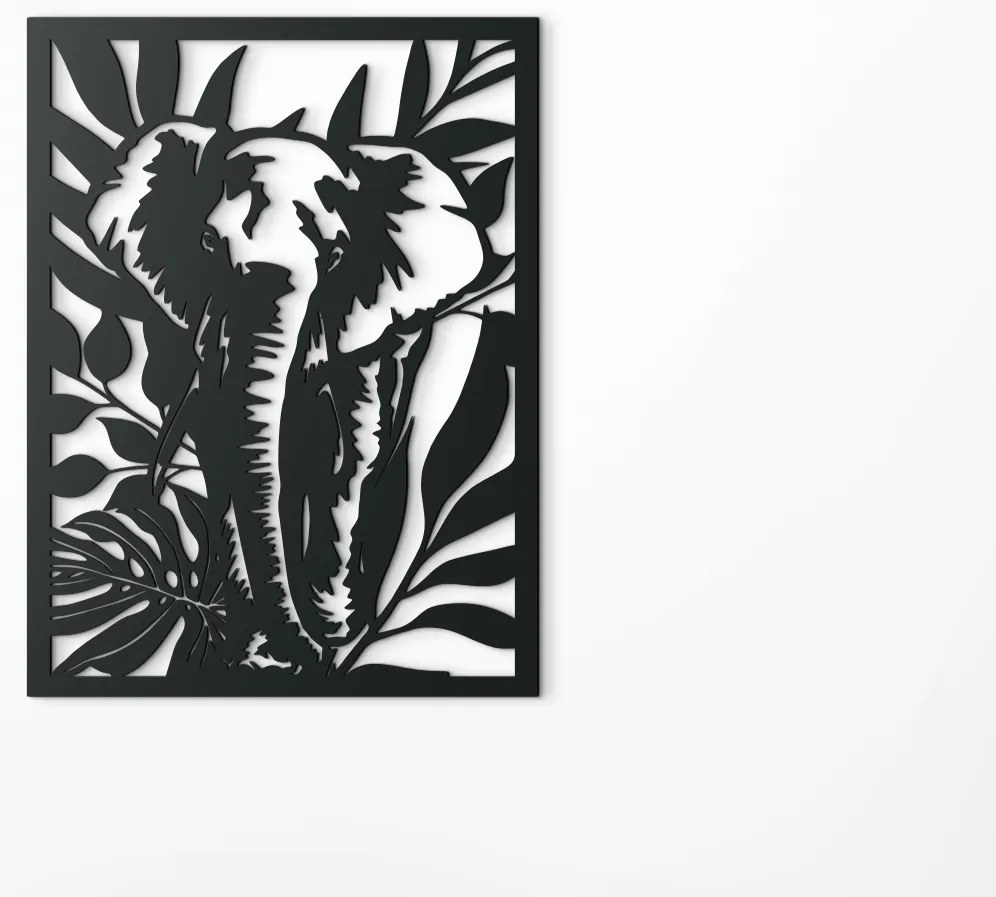 drevko Drevený obraz na stenu Slon v zeleni Rozmer obrazu: 43 x 32,5 cm, Farba dekorácie: Čierna
