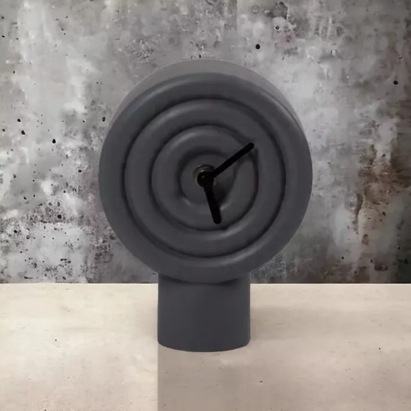 Stolové keramické hodiny 16 cm 1xAA sivé