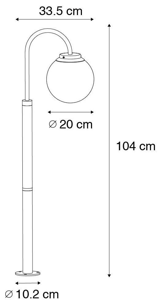 Moderný lampáš čierny s plastom 104 cm IP44 - Sfera