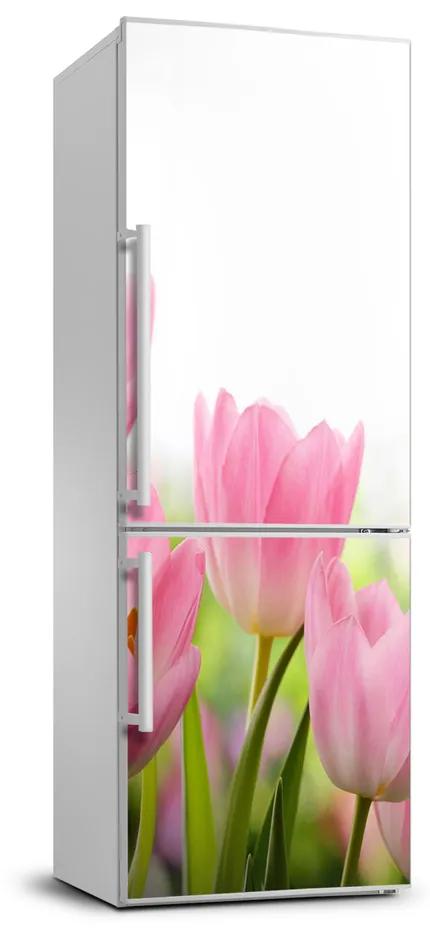 Nálepka fototapeta Ružové tulipány FridgeStick-70x190-f-76412458