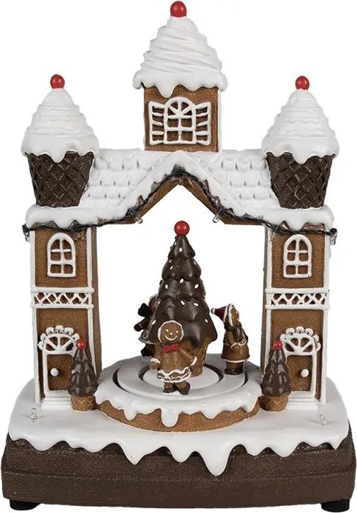Hnedá svietiaca a hrajúca perníková chalúpka Gingerbread House - 20*11*27 cm