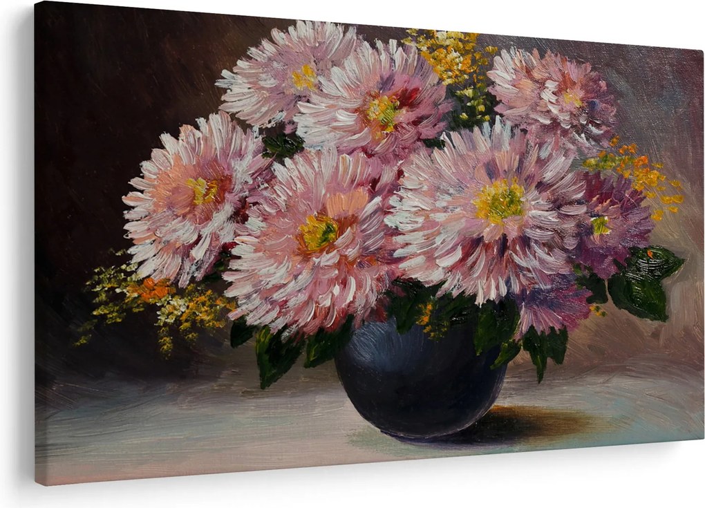 Obraz - Olejomaľba, Kvety vo váze (90x60 cm)