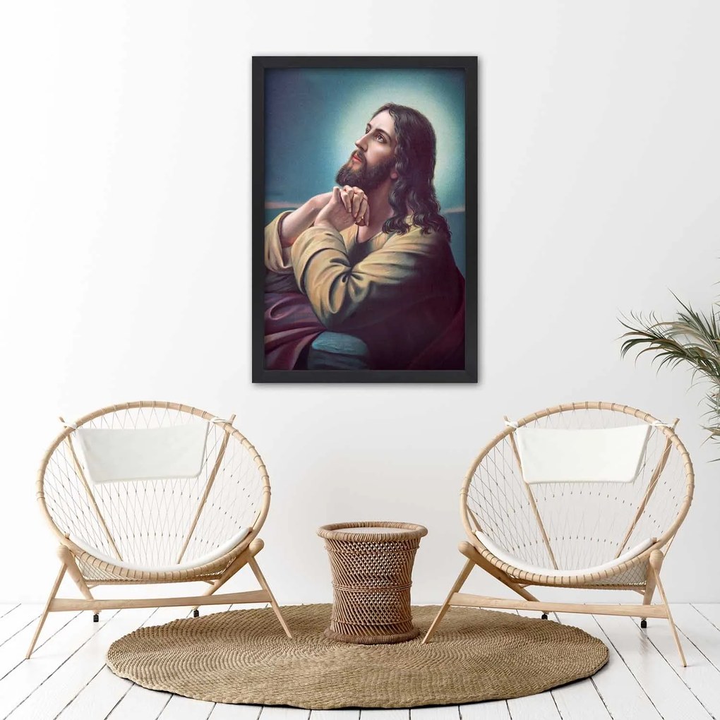 Gario Plagát Ježiš sa modlí Farba rámu: Čierna, Rozmery: 60 x 90 cm