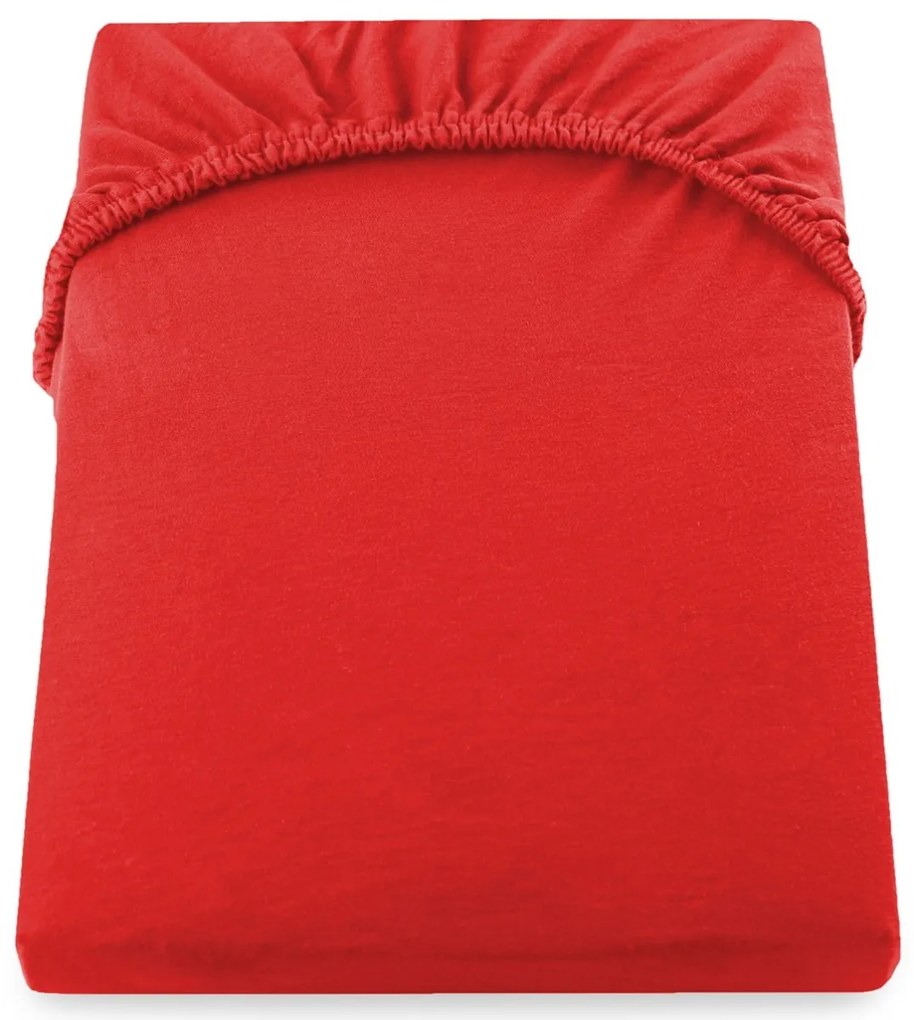 Bavlnené jersey prestieradlo s gumou DecoKing Amber červené