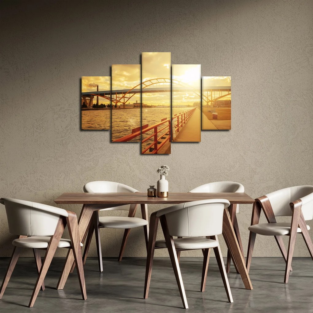 Obraz mosta pri západe slnka (150x105 cm)