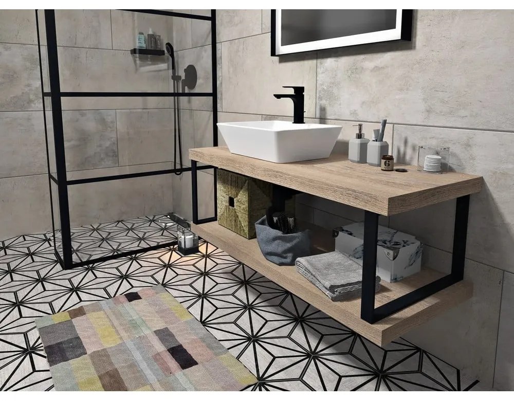 Čierna oceľová podpera pracovnej dosky 49x4 cm – Sapho