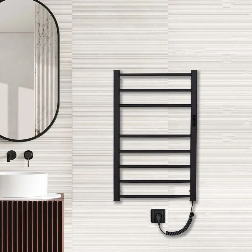 Cerano Luca, elektrický sušiak uterákov s displejom 860x550 mm, čierna, 128W, CER-LIV-EG-8-55