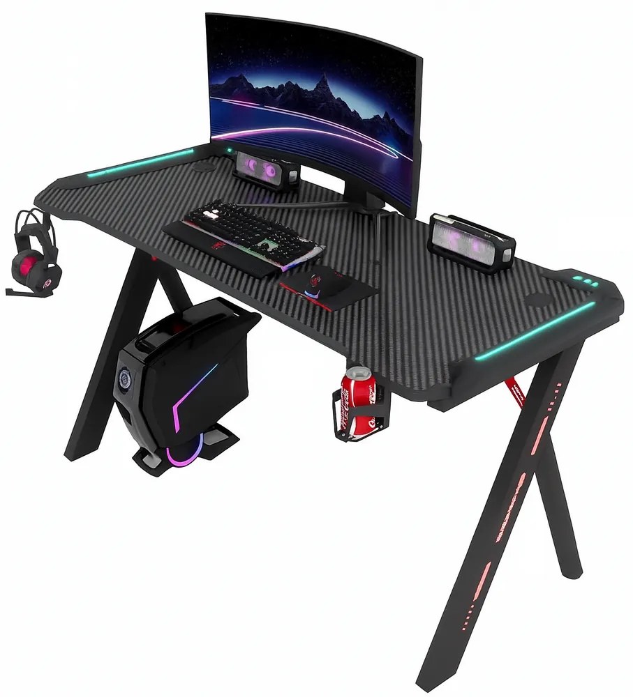 Herný stôl s podsvietením BG03 čierny 140 cm