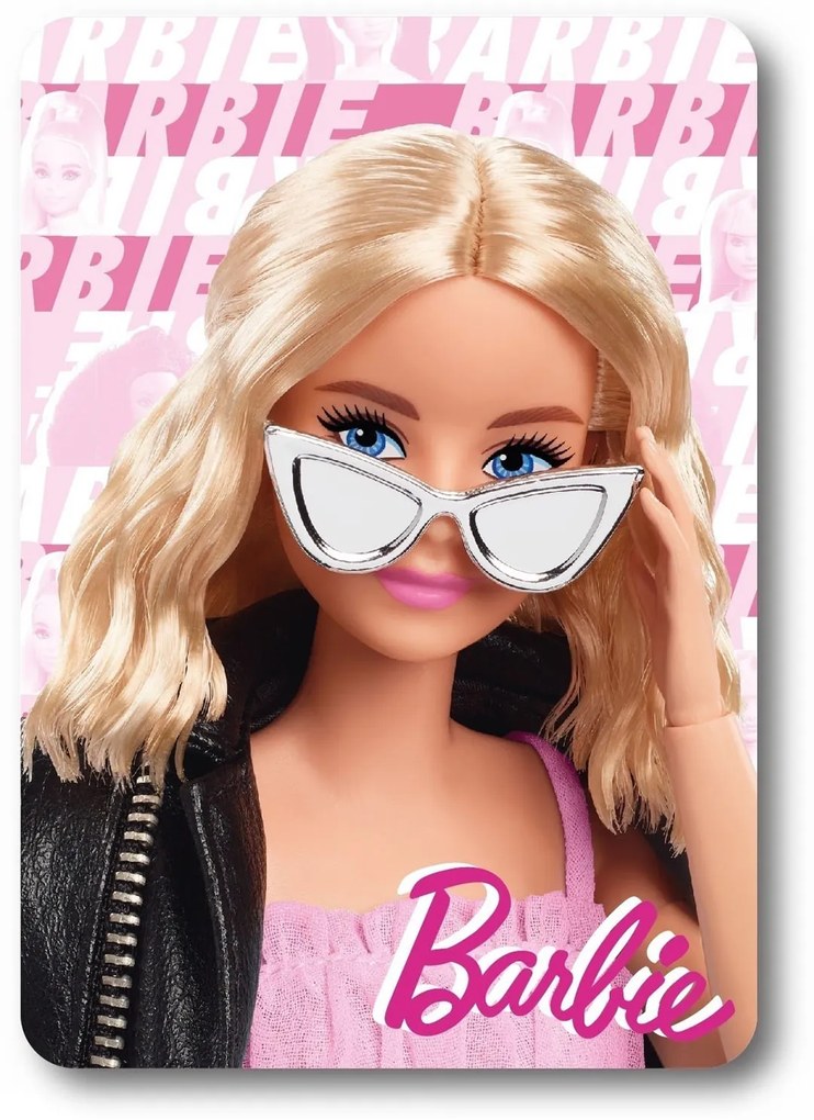 DETSKÁ FLEECOVÁ DEKA BARBIE 100X140 CM VZOROVANÁ