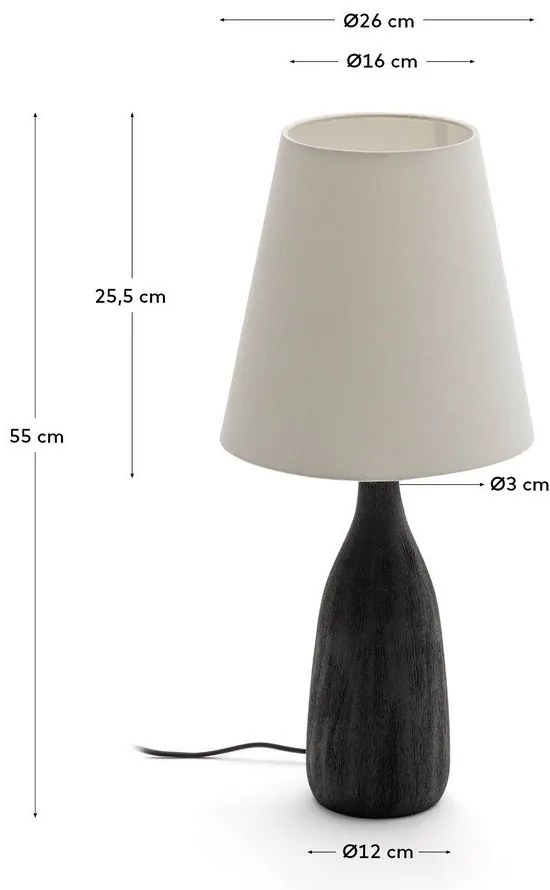 Čierna/krémová stolová lampa s textilným tienidlom (výška 56 cm) Luvia – Kave Home