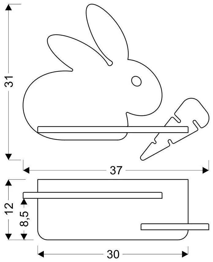 Candellux RABIT Nástenné svietidlo 4W LED 4000K IQ KIDS GRAY+WHITE 21-84743