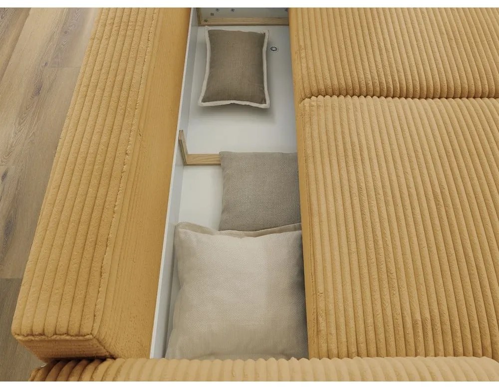 Menčestrová rozkladacia pohovka v horčicovej farbe 257 cm Lucien – Bobochic Paris