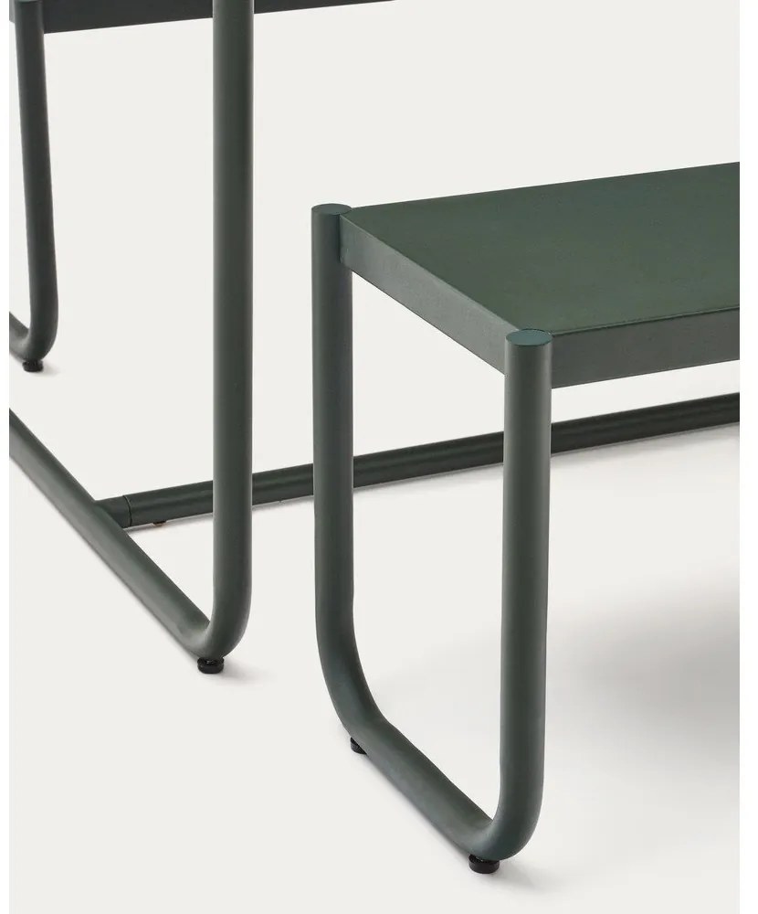 Tmavozelená kovová záhradná jedálenská súprava pre 4 Sotil – Kave Home