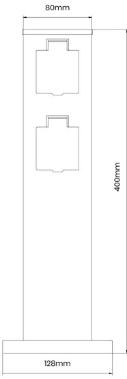 Vonkajší zásuvkový stĺpik 2Z SCHUKO 230V IP44 40 cm čierna