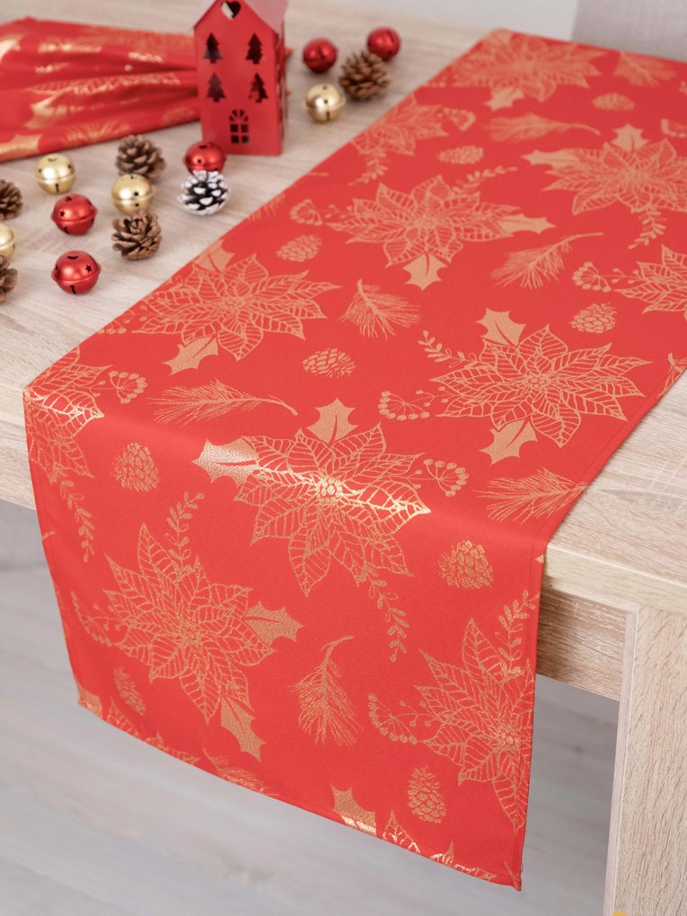 Lurexový Vianočný behúň Slávnostná červená - 40 × 140 cm