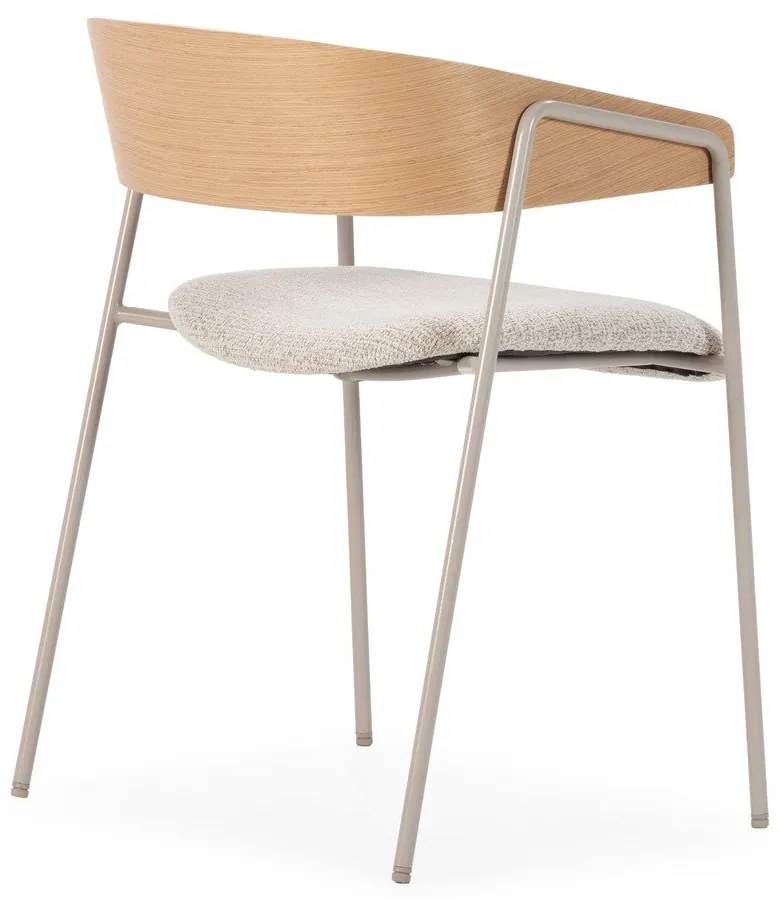 Svetlosivé/v prírodnej farbe čalúnené jedálenské kreslá v súprave s podrúčkami 2 ks Cora – MOME