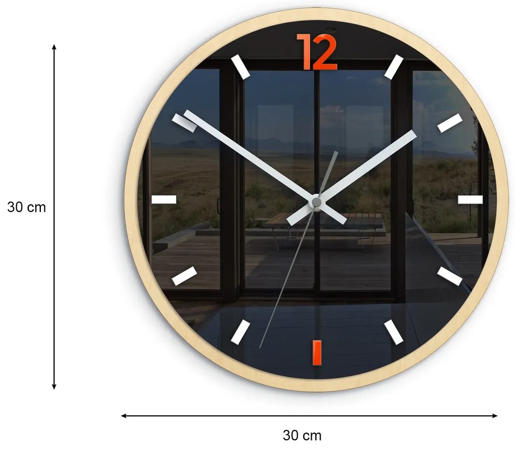Nástenné hodiny Grafit 30 cm oranžové/čierne