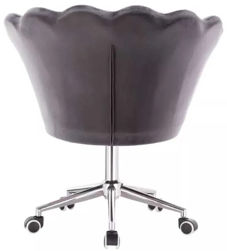 LuxuryForm DESIGN Kreslo FREY VELUR na striebornej podstave s kolieskami - tmavo šedé