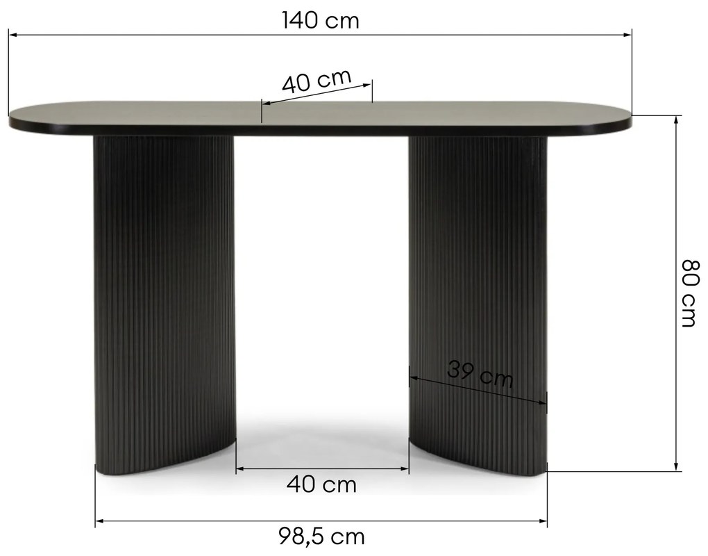 Konzolový stolek Pauline 140 cm černý