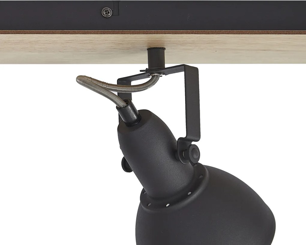 Stropný reflektor čierny s drevom 4-svetlá otočný a naklápací - Jakub