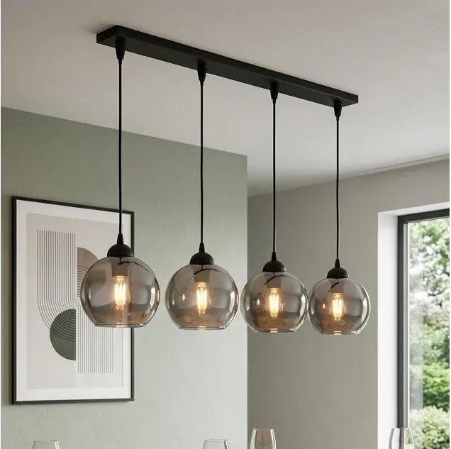 Brilagi - Luster na lanku DIOR 4xE27/60W/230V čierna/dymová sivá