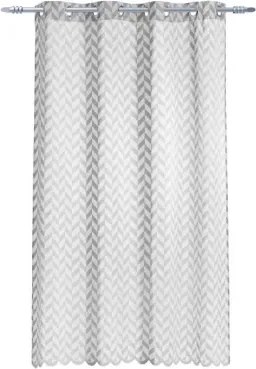 Záves 140x180 cm, strieborný s geometrickým vzorom%