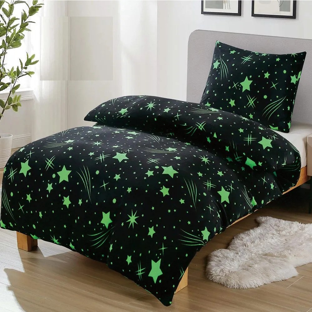 Obliečky Hviezdy zelené MikroPlyš 70x90 140x200 cm