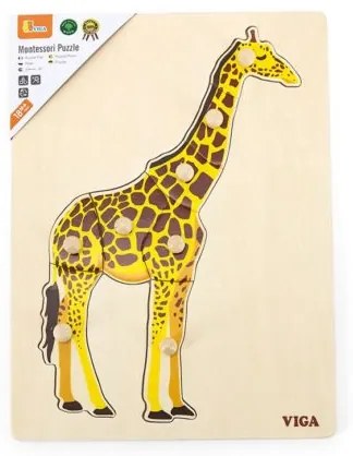 Viga Detské drevené puzzle s úchytmi Montessori Viga Žirafa