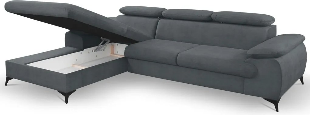 Rohová sedacia súprava Scala, ocelovo šedá látka, ľavý roh