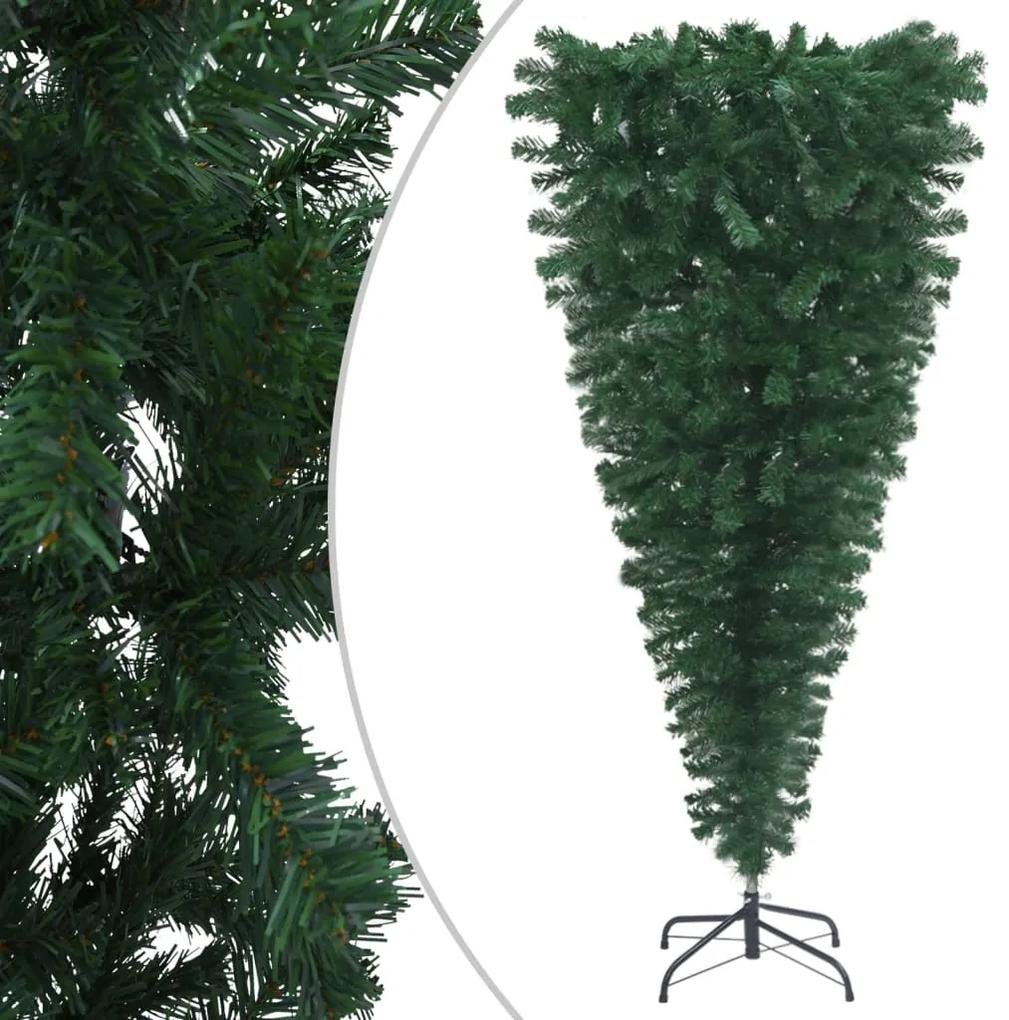 vidaXL Prevrátený umelý vianočný stromček s podstavcom zelený 180 cm