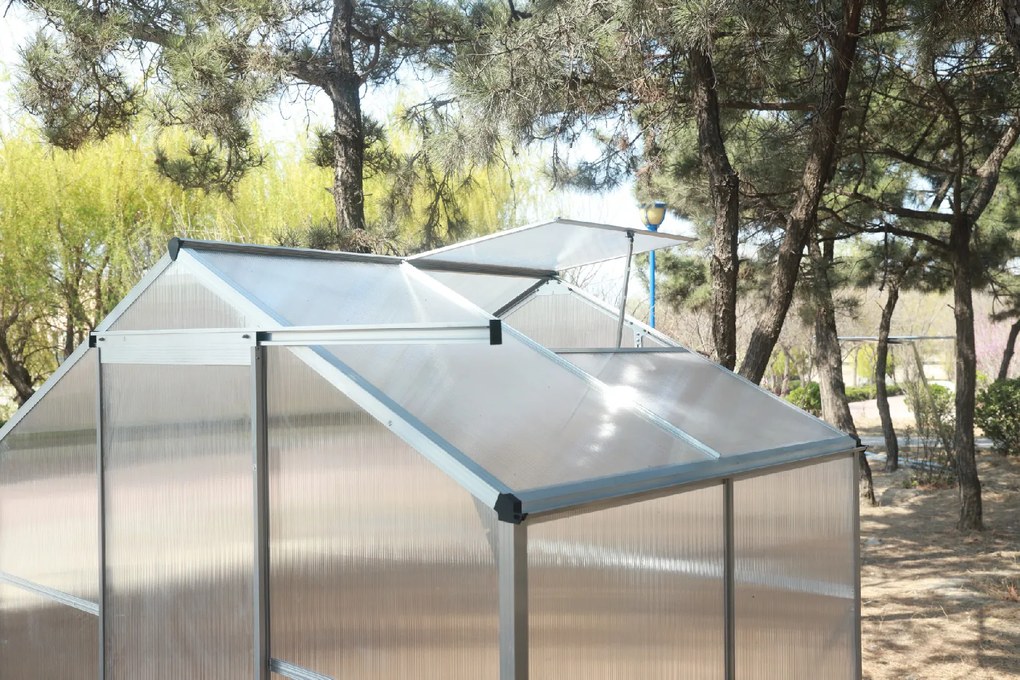 Skleník so základňou BestBerg BBGH‑406S / 2,5 m² / 130 × 190 × 194 cm / strieborná