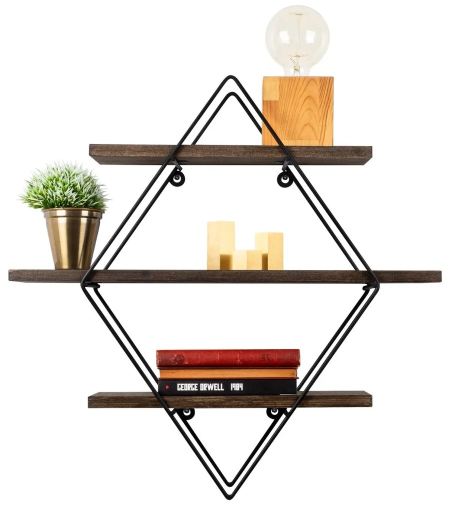 Nástenná polica ERYSIMUM orech americký/čierna