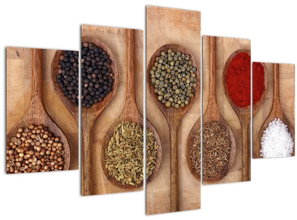 Obraz - Korenie na lyžiciach (150x105 cm)